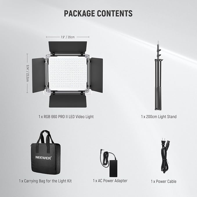 NEEWER Upgraded RGB LED Studio Video Light with Tripod Stand, App Control 50W 7000Lx CRI97+ 3200-5600K Dimmable Panel Key Lighting Kit for Game Streaming YouTube Recording Photography, RGB660 PRO II