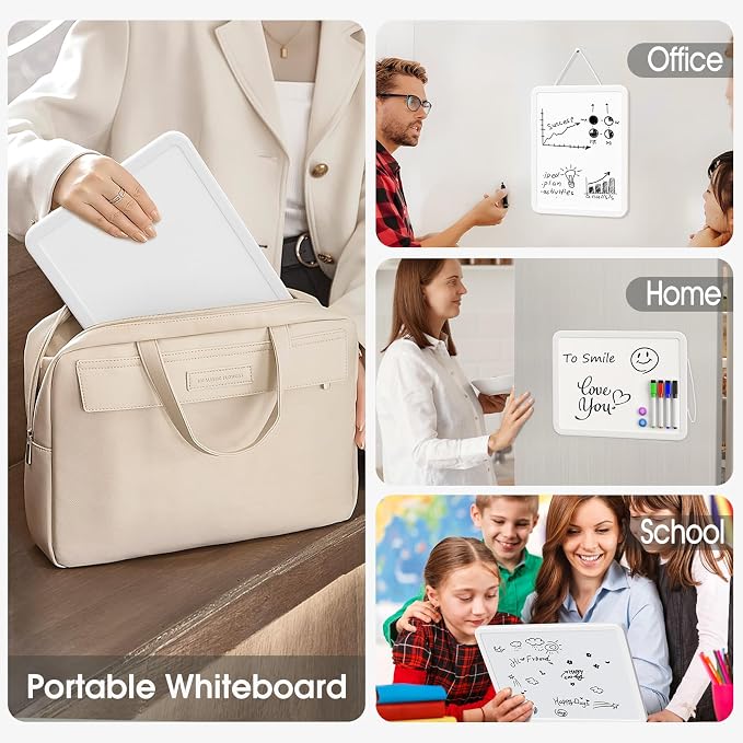MaxGear Small Dry Erase Board 8.5x11 Inches, Double Sided Mini Whiteboard | Writing Board for Wall, Desk, Fridge, Includes 4 Markers and 2 Magnets, Smooth Dry-Erase Surface, Lightweight and Portable