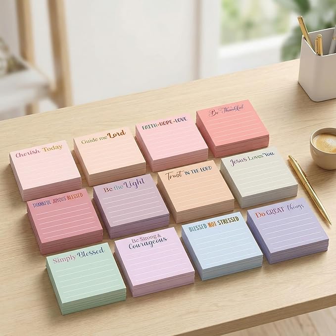 Yinder 24 Pcs Inspirational Sticky Notes Thank You Gift Motivational Sticky Note Pad Employee Appreciation Gift Bulk for Staff Coworker Teacher Nurse Office Groups 3 x 3'' (Bible,Aesthetics)