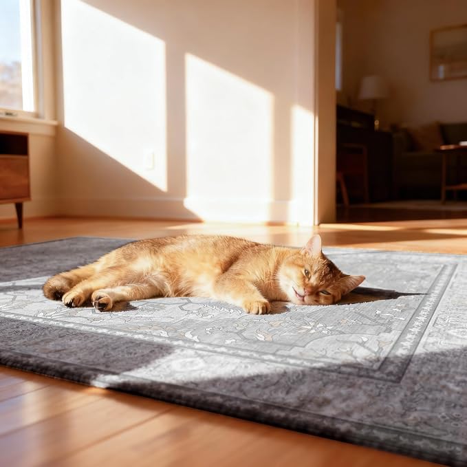 48"x60" Office Chair Mat for Hardwood, Under Desk Chair Mat for Home Office, Anti-Slip Office Rugs for Rolling Chairs, Floor Protector Washable Rugs Warm Gray