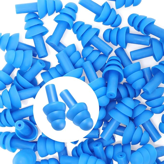 TrelaCo 200 Pairs Silicone Ear Plugs Bulk, Nrr 32db Reusable Waterproof Soft Ear Plugs for Sleeping Noise Swimming Hearing Protection Earplugs Shooting Construction Hunting Music Concerts(Blue)