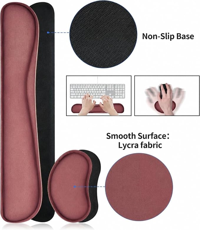 Bloss Dark Red Desk Mat, Large Mouse Pad, Non-Slip Desk Protector Mat, Leather Desk Blotter, Waterproof Desk Pad for Make Up Desk/31.5×15.7 Inch