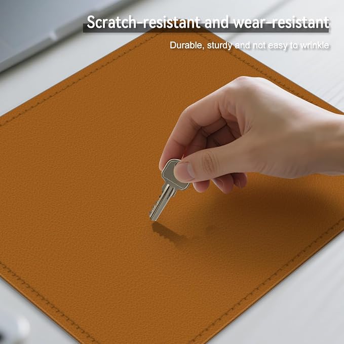 Dual Sided Leather Desk Mat - Waterproof Desk Pad - Ideal for Large Mouse Pad and Desk Mats on Top of Desks (Brown, 11"*8")