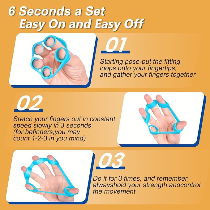Hand Grip Strengthener, Finger Exerciser, Grip Strength Trainer (6 PCS),New Material,Forearm Grip Workout, Finger Stretcher, Relieve Wrist Pain, Carpal Tunnel
