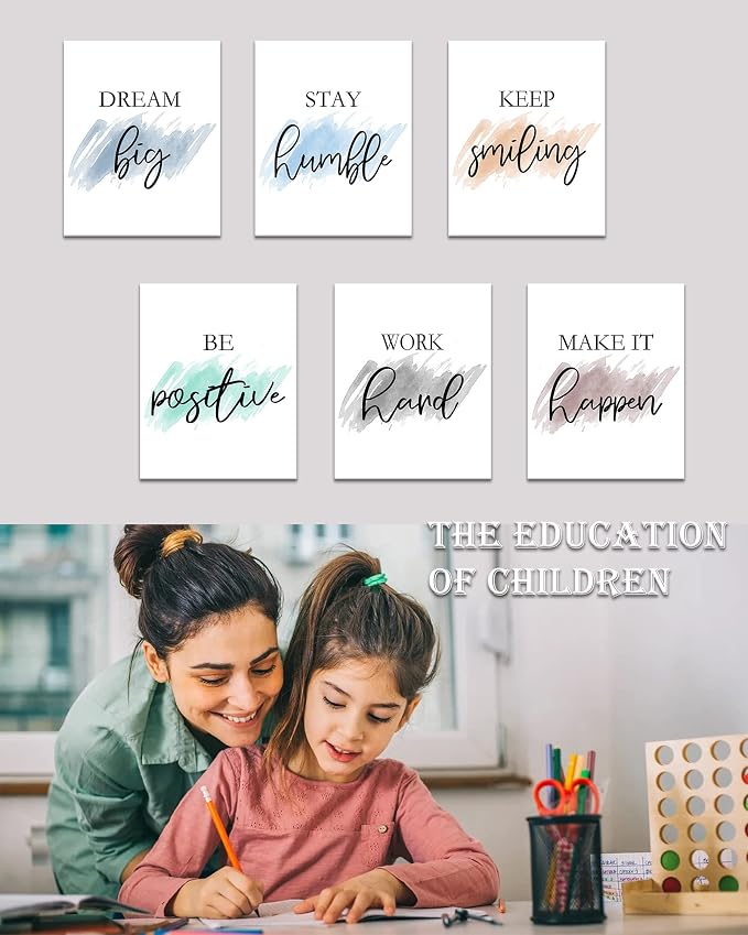 ๐๐ฟ๐๐ผ๐๐บ Motivational Wall Decor Inspirational Office Wall Art Quotes Wall Art for Living Room Encouraging Canvas Posters for Office Bedroom Sayings for Wall Decor - 8โ x10โ x6 PCS (๐๐ฟ๐ฎ๐บ๐ฒ๐ฑ)