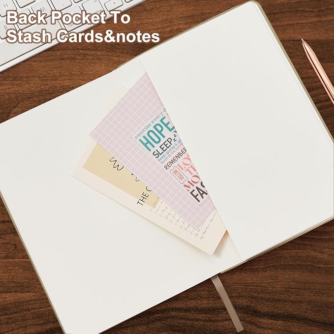 Lined Journal Notebook for Work College Ruled Note Book 5.79"x8.27"A5 PU Leather Daily Journaling 216 Pages for Women Men Writing Home School Supplies Business (Khaki)
