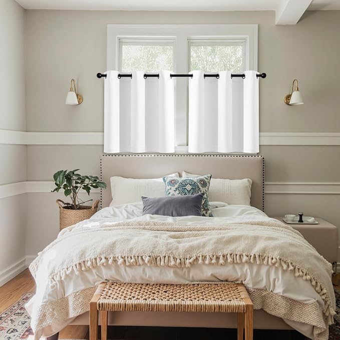 MIULEE Blackout Curtains for Bedroom Living Room 2 Panels, Thermal Insulated Room Darkening Drapes Grommet Noise Reducing Light Blocking Window Treatments 36 Inches Long 40x36 Inch Pure White
