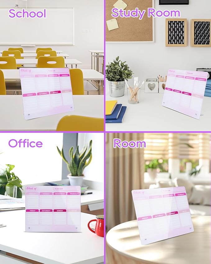 UCEC Dry Erase Calendar for Desk, 12" x 10" Weekly Planning Reminder Board, Dry Erase to Do List Calendar for Office with Stand and Pen Clip for Home Office & School Organization