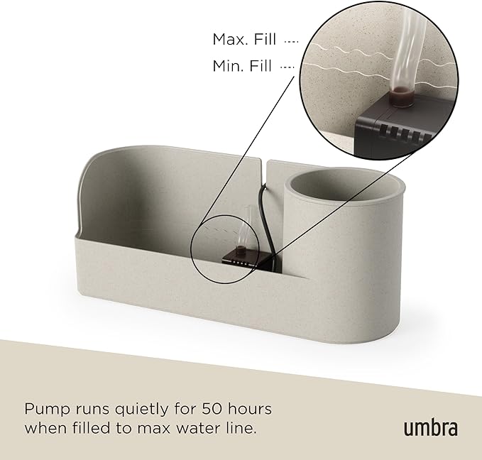 Umbra Stream Water Fountain for Tabletop Desktop - Soothing and Calming Zen for Bedroom or Office, Sand
