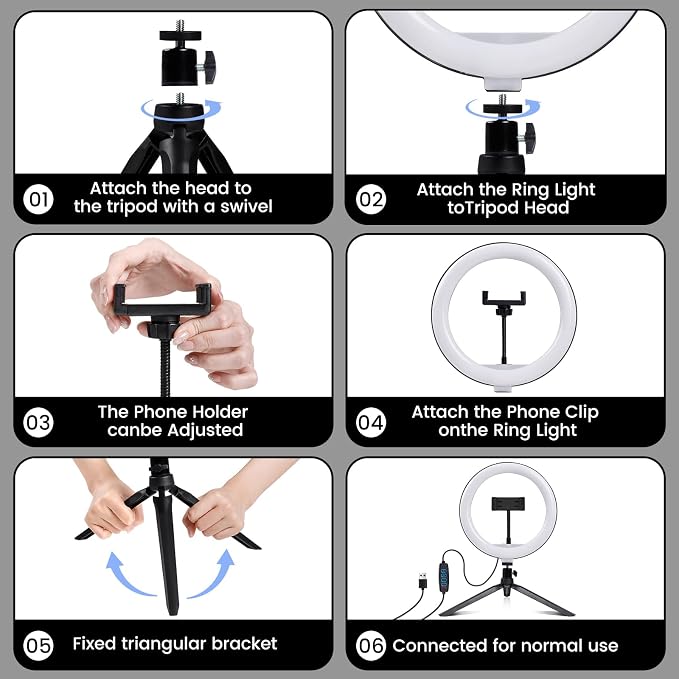 Selfie Ring Light 12" with Tripod Stand and Phone Holder, LED Ring Light for Desk with 3 Light Modes & 11 Brightness Level for Selfie, YouTube, Makeup, Live Streaming, TIKTOK
