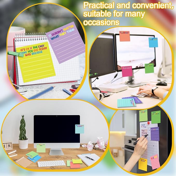 Yinder 24 Pcs Inspirational Sticky Notes Thank You Gift Motivational Sticky Note Pad Employee Appreciation Gift Bulk for Staff Coworker Teacher Nurse Office Groups 3 x 3'' (Mental Health,Dark Color)