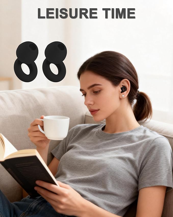 Ear Plugs for Sleeping, 28dB(SNR) Reusable Silicone Earplugs with 4 Sizes (S/M/L/XL) Eartips, Noise Reduction Ear Protection EarPlugs for Sleep, Airplane, Focus, Travel & Concerts, Black
