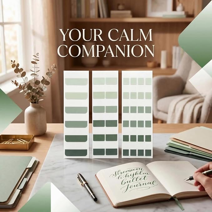 420Pcs Gradient Index Tabs, Translucent Sticky Note Tabs for Annotating Books & Bible, Aesthetic Reading, Study, Journaling & Office Supplies, 3 Size Clear Page Markers Stickers (Green)