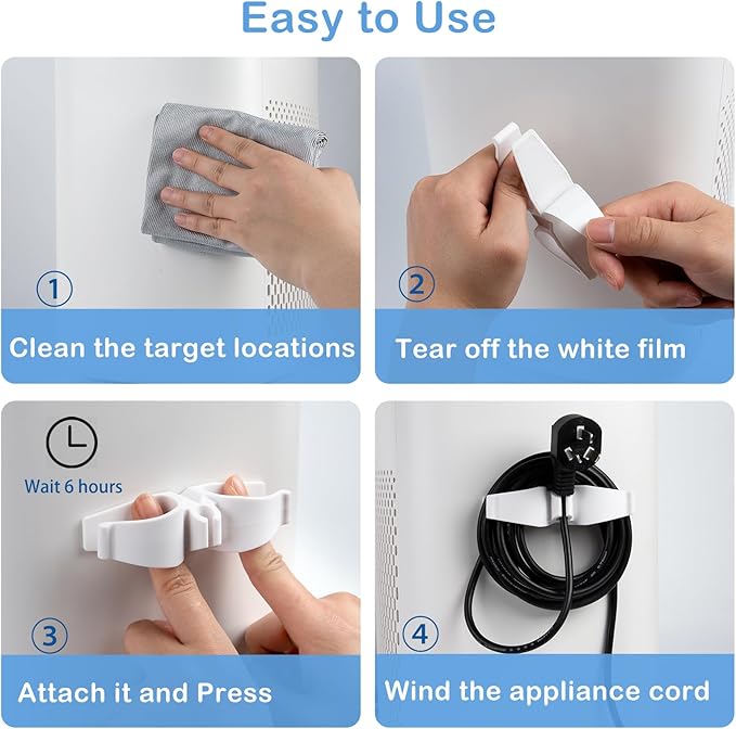 Lancord Cord Organizer for Appliances, Small 8 Pack Upgraded Kitchen Appliance Cord Organizer Stick On Appliance Wire Organizer Wrapper for Kitchen Appliances Mixers, Coffee Maker, Pressure Cooker