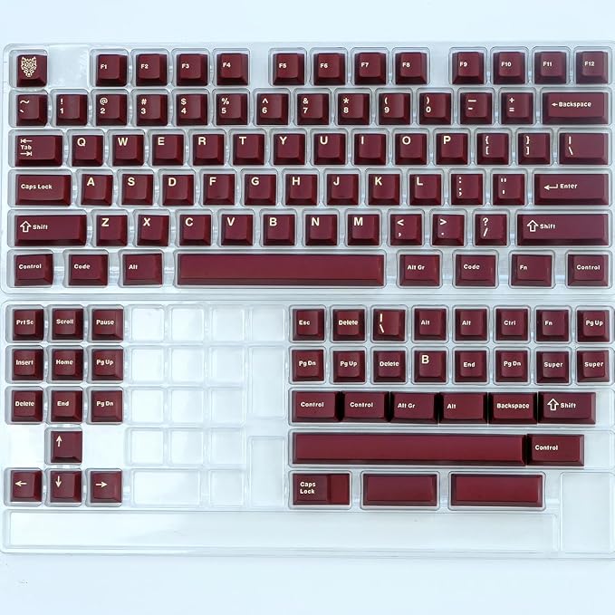 Sumgsn 114 Keys Translucent Red Keycaps Cherry Profile Doubleshot Keycaps Set Fit for 60% 65% 75% Mechanical Keyboard Cherry Mx Switches