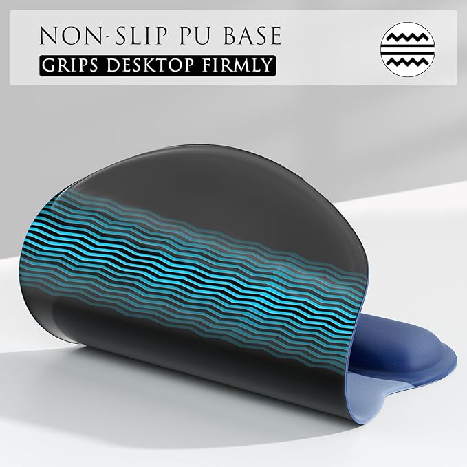MROCO Ergonomic Mouse Pad with Gel Wrist Rest, Smooth Wrist Support Surface, Non-Slip PU Base for Pain Relief, Comfortable Mousepad for Computer, Laptop, Office & Home, 9.4 x 8.1 in, Blue Gradient