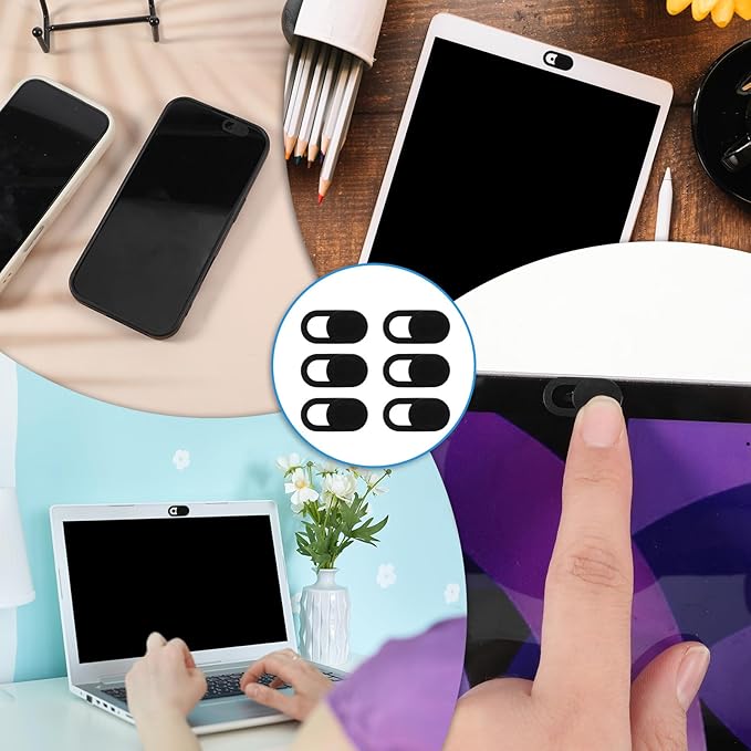 100 Pcs Webcam Cover Slide, 0.023 Inch Black Ultra-Thin Universal Laptop Camera Cover Slide for Laptop, Computer, Phone Protect Your Privacy and Security