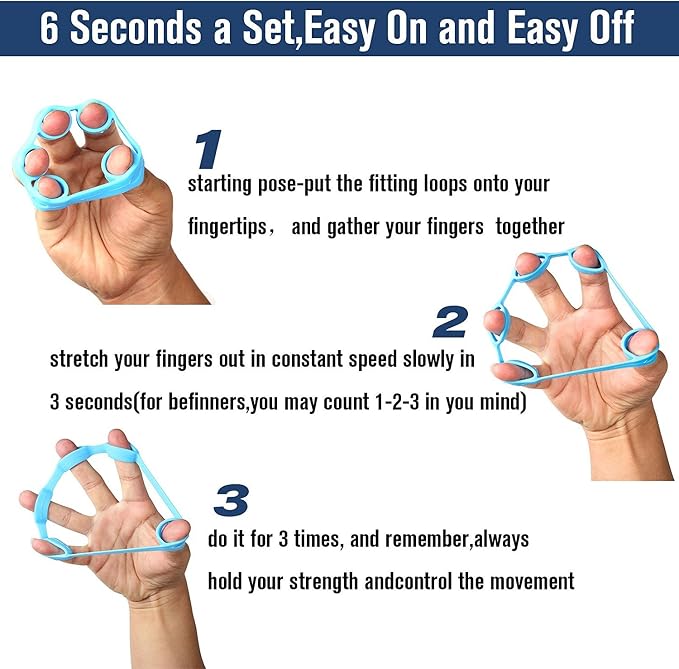 Hand Grip Strengthener, Finger Exerciser, Grip Strength Trainer (6 PCS),New Material,Forearm Grip Workout, Finger Stretcher, Relieve Wrist Pain, Carpal Tunnel