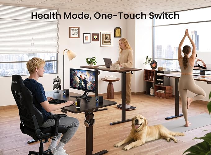 CubiCubi 55 x 24 Standing Desk, Height Adjustable Electric Computer Desk, Sit Stand up Home Office Workstations, Black