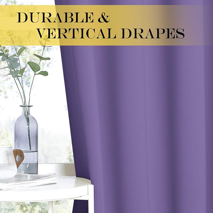 NICETOWN Blackout Patio Curtains 100 x 144 Inches Long for Sliding Door Extral Wide Blackout Curtain Panels Thermal Insulated Room Divider - Grommet Top, 100" W x 144" L, 1 Panel, Lilac Purple