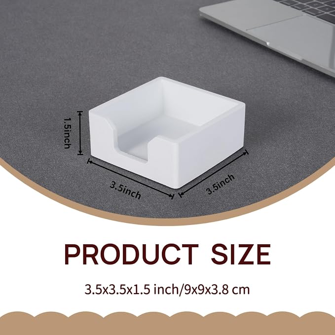Concrete Sticky Note Holder for 3x3″ Notes - Cement Self-Stick Note Memo Pad Holder Notepad Dispenser Organizer - Modern Desk Accessory for Office & Home, White