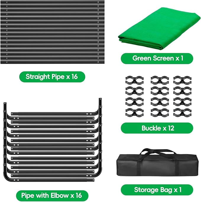 7.87x13.12ft Portable Green Screen Backdrop Kit, Large Collapsible Greensceen Photography Background with Heavy Duty Stand for Parties, Photo Studio Video Shooting, Live Streaming, Keying, Stage