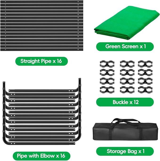 7.87x13.12ft Portable Green Screen Backdrop Kit, Large Collapsible Greensceen Photography Background with Heavy Duty Stand for Parties, Photo Studio Video Shooting, Live Streaming, Stage