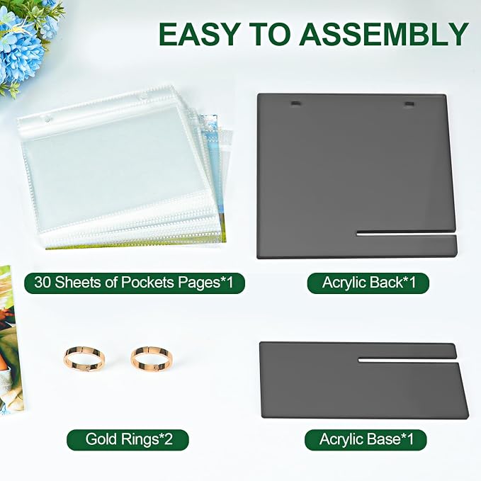 4x6 Desk Photo Album Standing Photo Collection Book for Desktop Acrylic 4x6 Flip Photo Album on Stand
