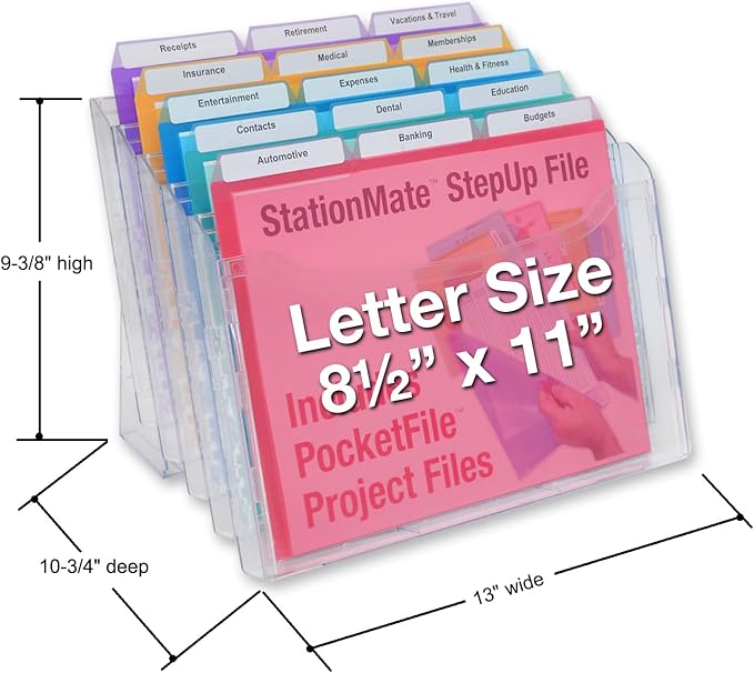 Ultimate Office StationMate Desktop Organizer (Includes 18, 3rd-Cut PocketFiles). Complete Project Manager and File Sorter for the Office or Home with an Incline Design Puts All Files in Clear View