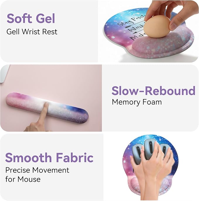 Mouse Pad with Keyboard Wrist Rest,Ergonomic Mouse Pad Wrist Support PU Base with Coaster,Mousepad with Nonslip Base for Computer Laptop Keyboard Home&Office