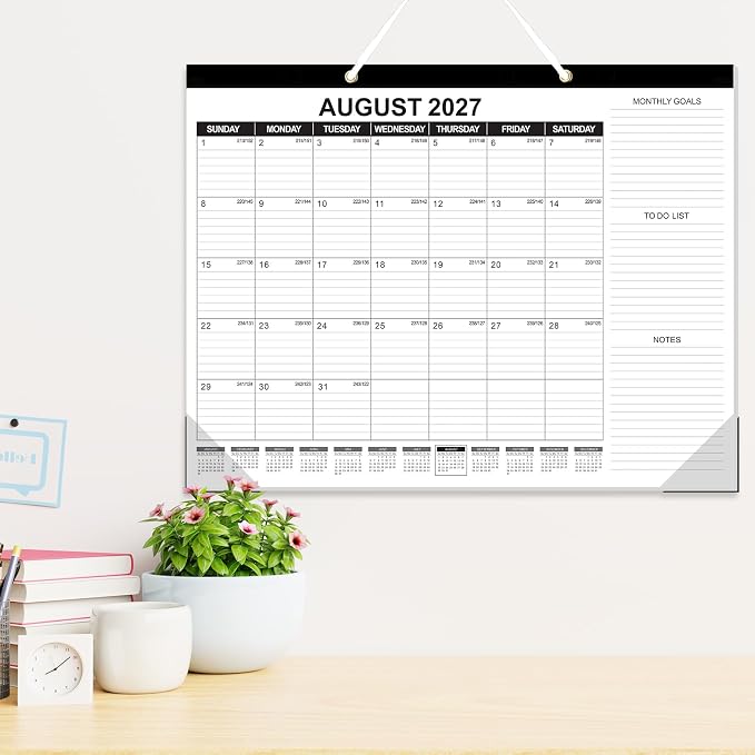 GuassLee Large Desk Calendar 2026,3 Packs 22" x 17" Desktop Wall Calendar 19 Months Wall Planner Runs from Jun. 2026 to Dec. 2027 with Julian Date To-do & Notes Monthly Goals for School Home Office