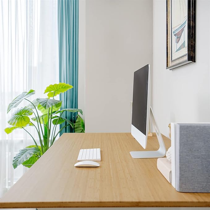 FLEXISPOT E6 Pro Oval Leg Dual Motor 3 Stages Bamboo Electric Standing Desk 72x30 Inch Whole-Piece Board Height Adjustable Electric Sit Stand Up Desk(White Frame + Bamboo Desktop)
