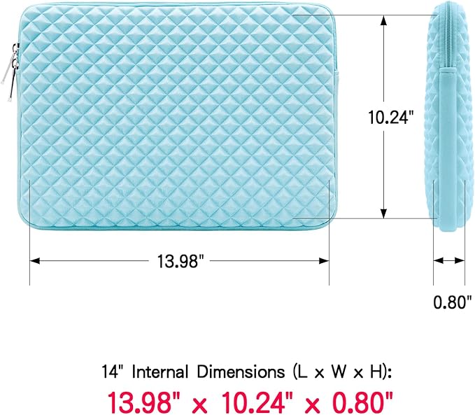 RAINYEAR 15 Inch Laptop Sleeve Diamond Foam Shock Resistant Padded Case Fluffy Lining Cover Carrying Bag Compatible with 15.4" MacBook Pro/Air, Surface Laptop 3/4 15", New XPS 15 Touch (Blue)