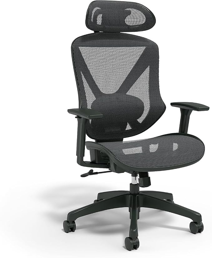 Staples Dexley Ergonomic Task Chair, Mesh, Ergonomic, Lumbar Support, Adjustable Height, Black