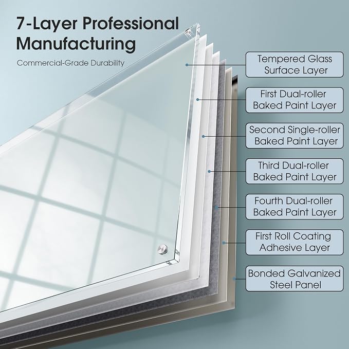 MaxGear 60" x 40" Glass Whiteboard Wall Mounted for Office Home Classroom | Magnetic Glass Dry Erase Board, Tempered Glass, Steel Backed, Non-Porous Surface, Frameless Design, Hardware Included