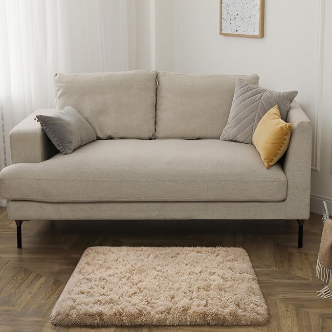HOMORE Small Rugs for Bedroom 2x3 Feet Beige Rug for Bedroom Bedside Soft Fluffy Area Rugs for Desk Indoor Entrance Door Mat, Small Runner Rugs and Carpets for Dorm Nursery, Light Tan