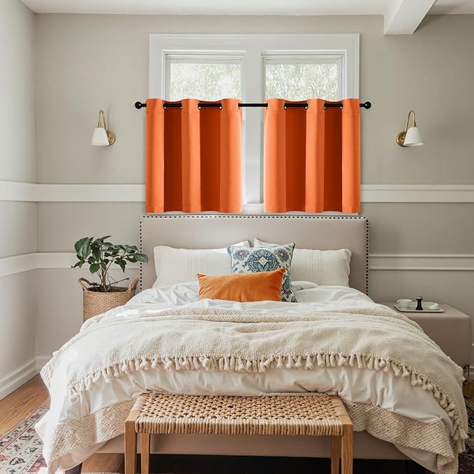 MIULEE Blackout Curtains for Bedroom Living Room 2 Panels, Thermal Insulated Room Darkening Drapes Grommet Noise Reducing Light Blocking Window Treatments 36 Inches Long 40x36 Inch Orange
