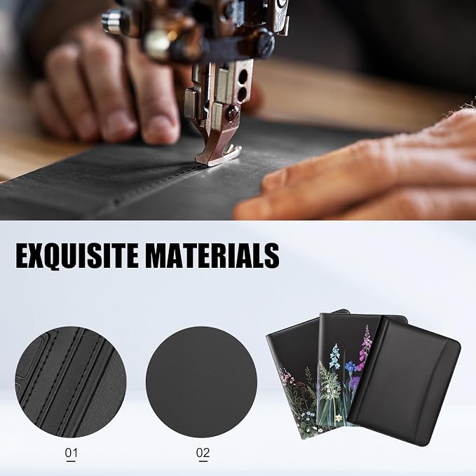 Eshow Padfolio for Men Women, Leather Portfolio with Zipper – Professional Interview Resume Organizer with Card Holder, Writing Pad & File Folders for Business, Lawyer, Student