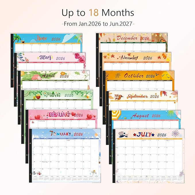 2026 Desk Calendar Large 22x17 – Desk Top Calendar 2026 with plastic cover