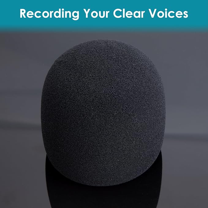 Foam Windscreen for Blue Yeti, Yeti Pro, MXL, Audio Technica and Other Large Microphones, Pop Filter Cover made from Quality Sponge Material by YOUSHARES (Black)