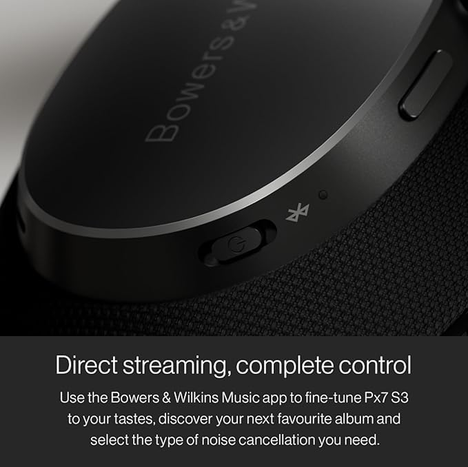 Bowers & Wilkins Px7 S3 Wireless Headphones Over Ear Noise Cancelling, Active Noise Cancelling & Transparency Mode, Hi-Res Sound, Bluetooth, 30-Hr Playtime, Quick Charge, Canvas White