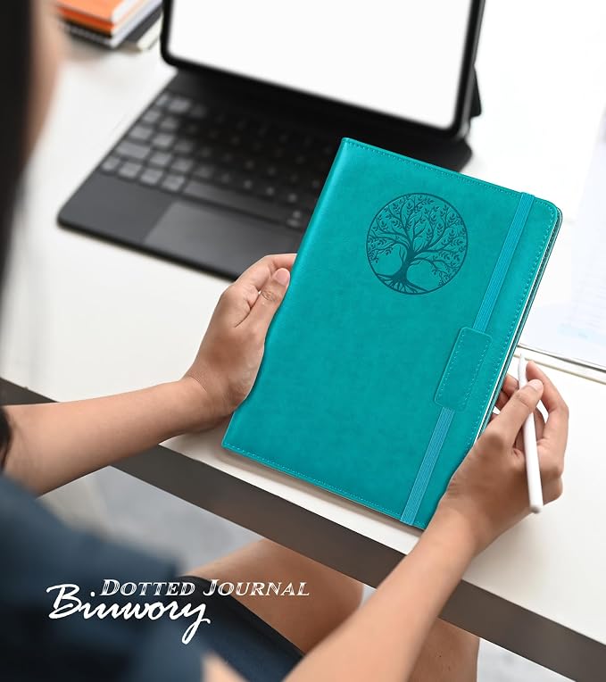 Biuwory Graph Paper Notebook Journal for Women Men,140 Pages Hardcover Grid Notebooks for Work & School,Leather Journals for Writing, Graphing Paper Notebook 5.7"×8.3" (Blue)