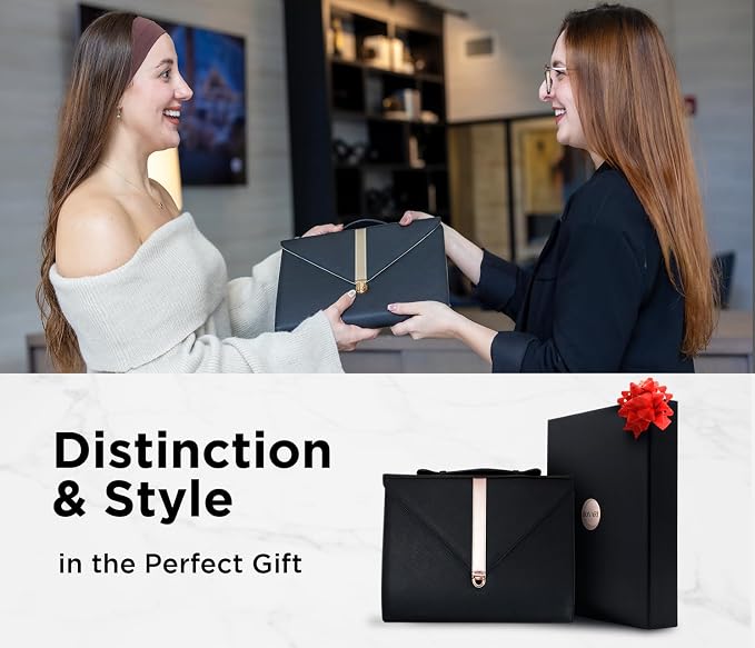 Padfolio for Women, High-Quality Thick PU Leather Waterproof, Portfolio Binder, w/a Varierity of Organizers, Sleek Portfolio, Includes A Notepad and A Pencil Case, Leather Portfolio, Black
