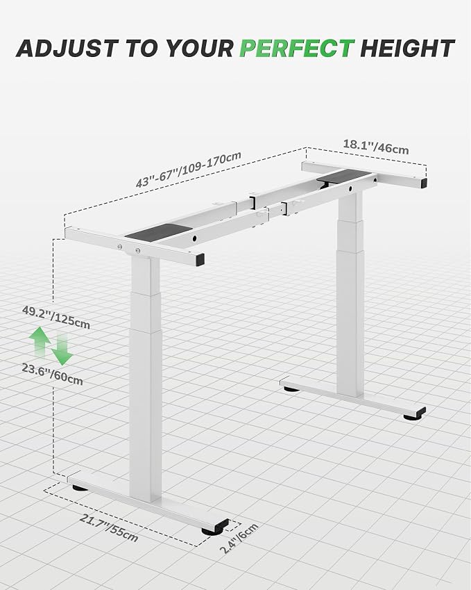 TOPSKY Dual Motor 3-Stage Standing Desk Frame, Electric Height Adjustable Sit Stand Desk Legs for DIY Table Tops up to 80” x 31.5”, 300 lb Heavy Duty Capacity with Memory Controller, White Frame Only