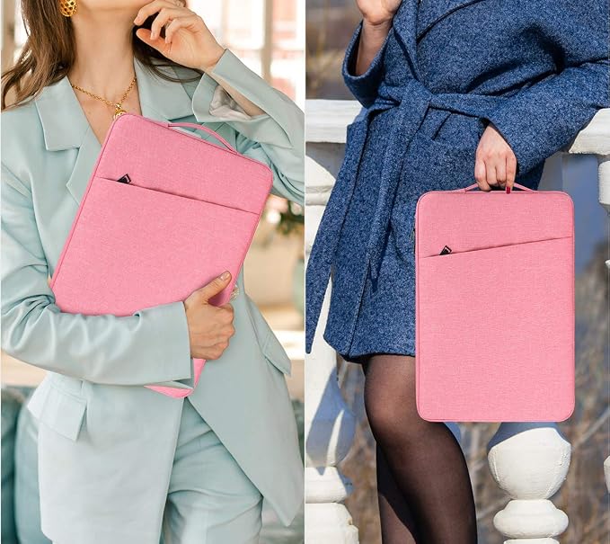 15.6 Inch Laptop Case Sleeve for Women, Waterproof Chromebook Bag for Lenovo ideaPad 3i/ideaPad 1, ASUS VivoBook Go, Dell Inspiron, Pink
