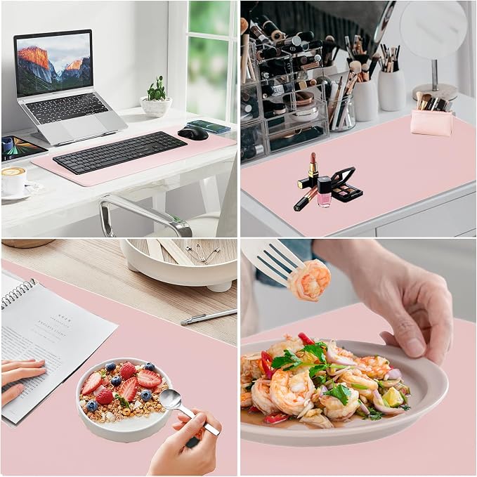 Desk Mat Wireless Charging Mouse Pad Large 32x16 Journey Desk Pad Mat with Wireless Charger Waterproof Pink Leather Computer Mat with Phone Charger Mousepad Non-Slip for Keyboard and Mouse