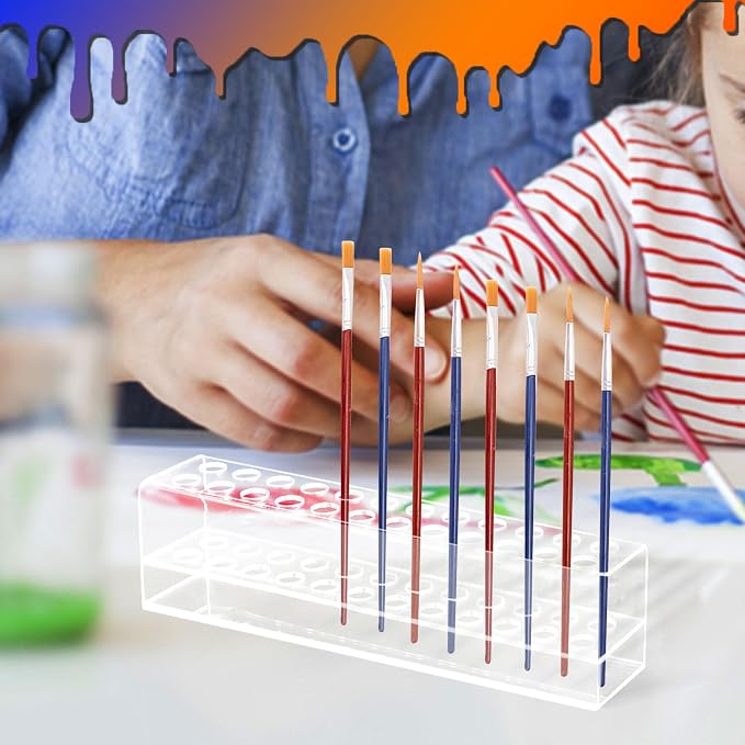 Acrylic Pen Holder, 24-Slots Pen Stand Clear Pen Holder Pen Display Stand Eyebrow Pen Stand Art Brush Rack Makeup Brush Rack Organizer for Home Office Desk School Supplies