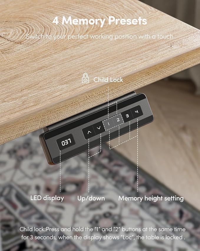 FEZIBO One-Piece Standing Desk, 48"x24" Seamless Tabletop Electric Height Adjustable for Home Office, Study Rooms & Multi-Device Workstations, Oak