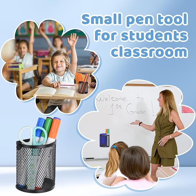 LUCYCAZ Magnetic Pencil Holder - Locker Accessories, 2 Pack Magnetic Pen Holder for Refrigerator for Home School and Office, Black