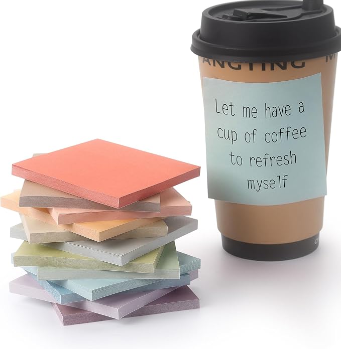 Osboo Sticky Notes 3x3 Inch, 12 Pack, 12 Assorted Vintage Color Self-Stick Notes Pads, 50 Sheets/Pad, Perfect for Office, School, and Home Organization